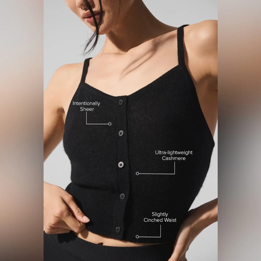 Alo Yoga Sheer Cashmere Tank Black XS